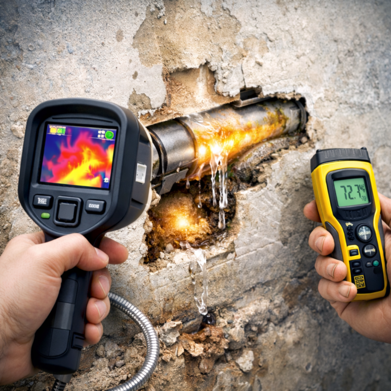 Termal kamera ve gelişmiş cihazlarla kırmadan su kaçağı tespiti hizmeti.